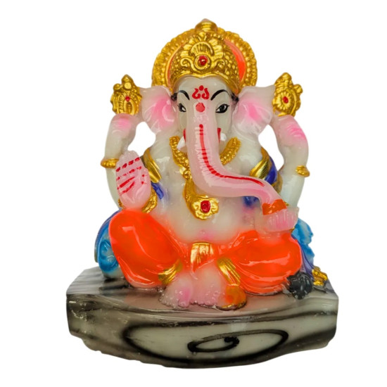NOVELIKA- Stone Dust Ganesh Ji Statue -Marble Dust Ganapati Bappa Murti For Pooja Home Temple Decor/Office