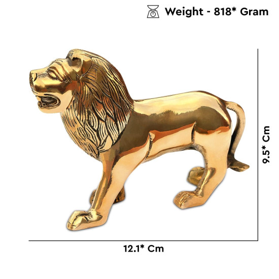 NOVELIKA- Brass Lion Statue Vastu Idol for Home and Office  (Set of 1 )