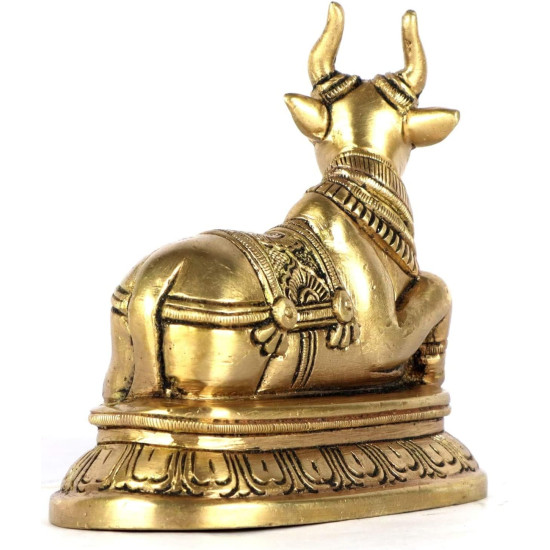 NOVELIKA-Brass Nandi Statue  Vastu - vehicle (vahana) of Lord Shiva. for Home - Office -Temple (Set of 1)