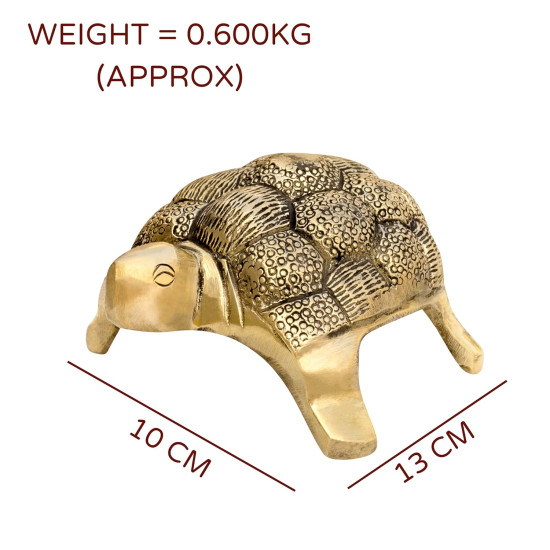 NOVELIKA- Brass Turtle Statue decorative showpiece with Vastu (Set of 1)