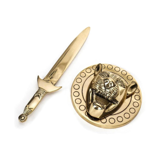 NOVELIKA- Brass Talwar (Sword) with a Lion Face Design Idol for Home and Office (Set of 1) NOVELIKA- Brass Talwar (Sword) with a Lion Face Design Idol for Home and Office (Set of 1)