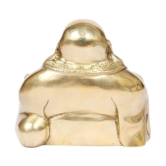 Laughing Buddha Sitting and Holding Ingot Statue for Wealth Prosperity Financial Luck, Home and Office Decor