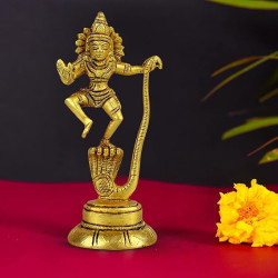 Lord Krishna Standing on Shesh Naag Hood Statue for Home and Office Decor