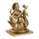 NOVELIKA-Brass Goddess Maa Saraswati Statue Sitting on Swan Education Study Vidya Devi (Set of 1)
