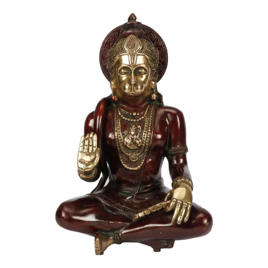 NOVELIKA-Bajrang Bali Sitting Blessing Meditation for puja Sculpture Diwali Décor ( Pack of 1) 
