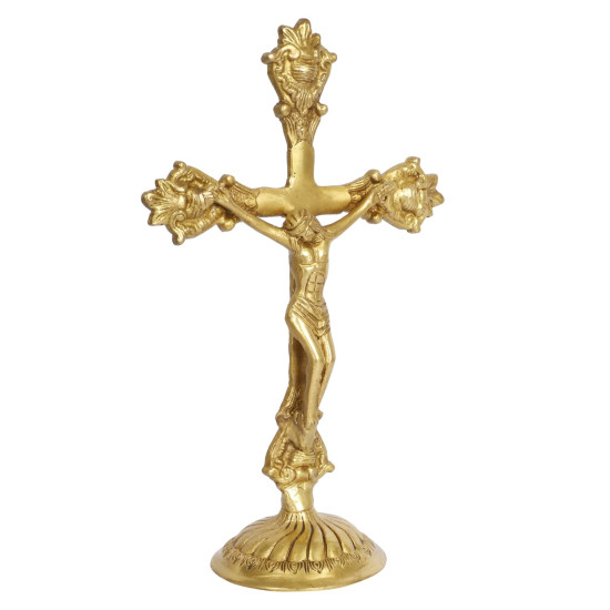 NOVELIKA- Cross Jesus Christ Brass Idol ( Pack of 1)