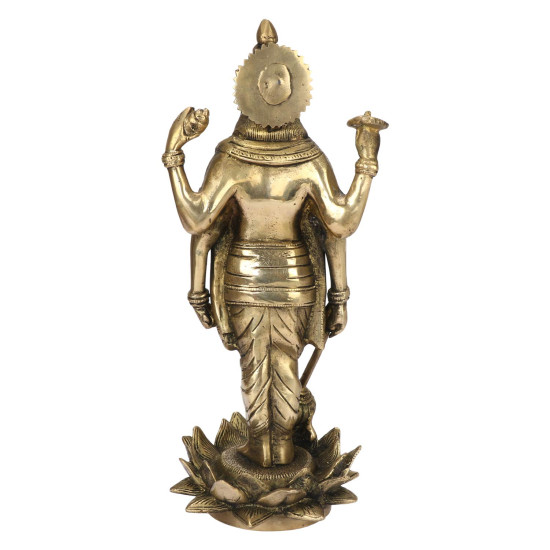 NOVELIKA-Brass Lord Vishnu Idol Standing on Lotus Statue ( Pack of 1 ) NOVELIKA-Brass Lord Vishnu Idol Standing on Lotus Statue ( Pack of 1 )