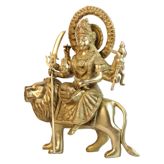 NOVELIKA- Brass Maa Durga Idol Sitting On Lion (Pack of  1 )