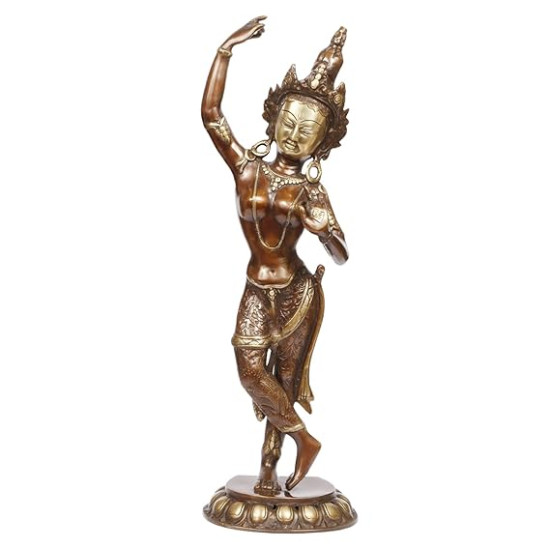 Goddess Tara Dancing Brass Standing Large Statue for Health Happiness Wealth Home and Office Decor