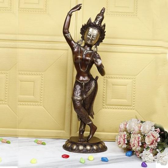 Goddess Tara Dancing Brass Standing Large Statue for Health Happiness Wealth Home and Office Decor