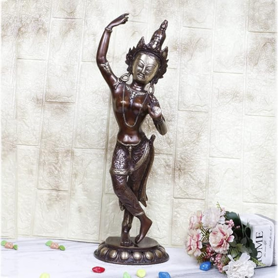 Goddess Tara Dancing Brass Standing Large Statue for Health Happiness Wealth Home and Office Decor