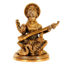 Maa Saraswati Idol Sitting on Hans Statue for Home and Office Decor