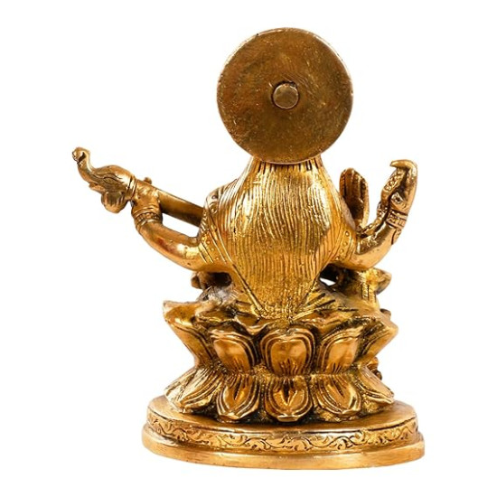 Maa Saraswati Idol Sitting on Hans Statue for Home and Office Decor