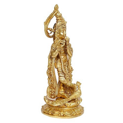 Lord Krishna Flute with Peacock Idol Statue for Home and Office Decor