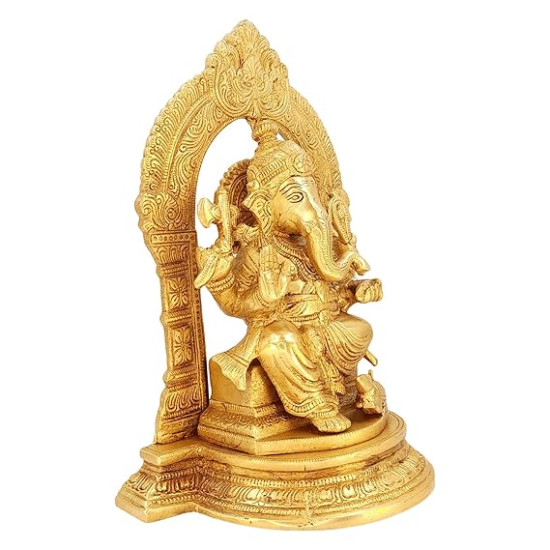 Lord Ganesha Sitting Singhasan Statue for Home and Office Decor