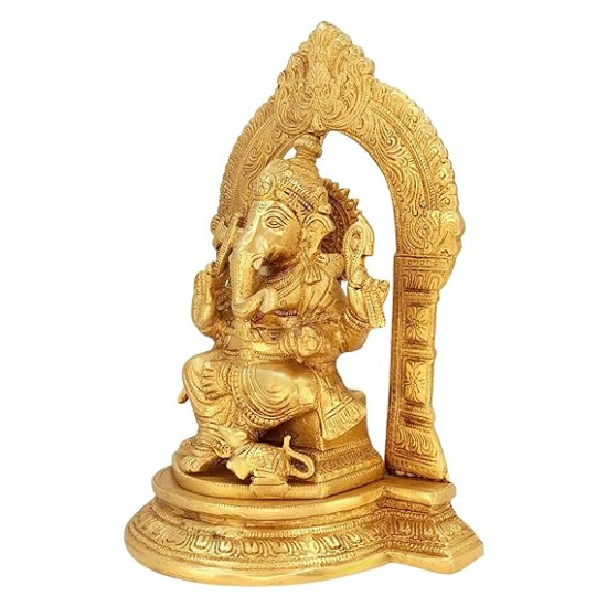 Lord Ganesha Sitting Singhasan Statue for Home and Office Decor