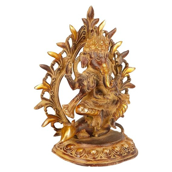 Lord Ganesha Sitting on Mooshak Statue for Home and Office Decor