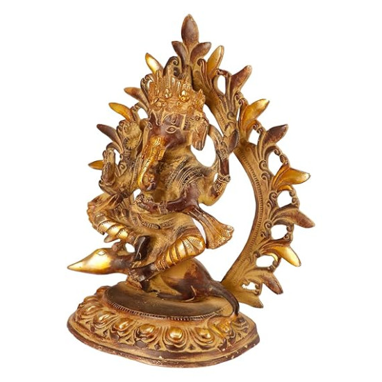 Lord Ganesha Sitting on Mooshak Statue for Home and Office Decor