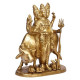 Lord Brahma Vishnu Mahesh Tridev with Auspicious Cow Statue for Home, Office and Temple Decor