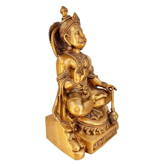 Lord Hanuman Sitting with Gada Statue for Home and Office Decor