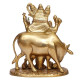 Lord Brahma Vishnu Mahesh Tridev with Auspicious Cow Statue for Home, Office and Temple Decor