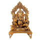 Lord Ganesha Sitting on Singhasan Statue for Home and Office Decor