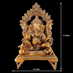 Lord Ganesha Sitting on Singhasan Statue for Home and Office Decor