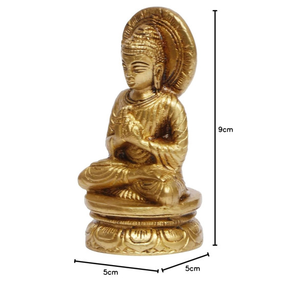 NOVELIKA-Brass Dharmachakra Mudra Buddha Idol Tibet Buddha (Pack of 1)