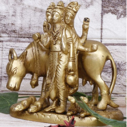 NOVELIKA-Brass Brahma Vishnu Shiva Mahesh Trimurti (Set of 1)
