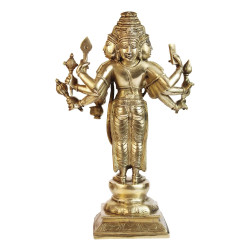 NOVELIKA-Brass Brahma The Creator in Trimurti Idol with Four Heads (Pack of 1)