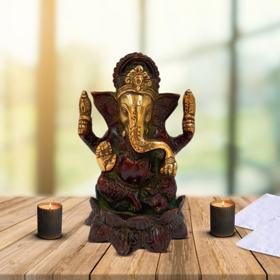 NOVELIKA-Brass Ganesh Idol for Home Décor (Pack of 1) NOVELIKA-Brass Ganesh Idol for Home Décor (Pack of 1)