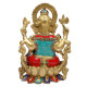 NOVELIKA-Brass Ganesha Bhagwan Big Statue Multicolor Gemstone Handwork (Pack of 1)