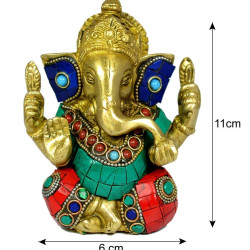 NOVELIKA-Brass Ganesha Bhagwan Sitting Idol (Pack of 1)