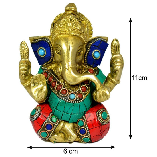 NOVELIKA-Brass Ganesha Bhagwan Sitting Idol (Pack of 1)