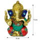 NOVELIKA-Brass Ganesha Bhagwan Sitting Idol (Pack of 1)
