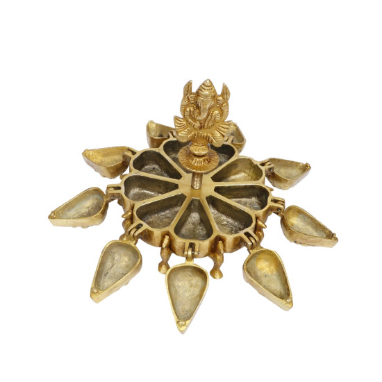 NOVELIKA Brass Ganesha Chopda Box Ganpati Idol Multiple Nine Box For Marriage Gift -Puja (Pack of 1)