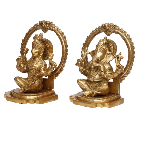 NOVELIKA 100% Brass Ganesh Lakshmi Bhagwan Idol Sitting Statue for Home Office -Puja (Pack of 1)