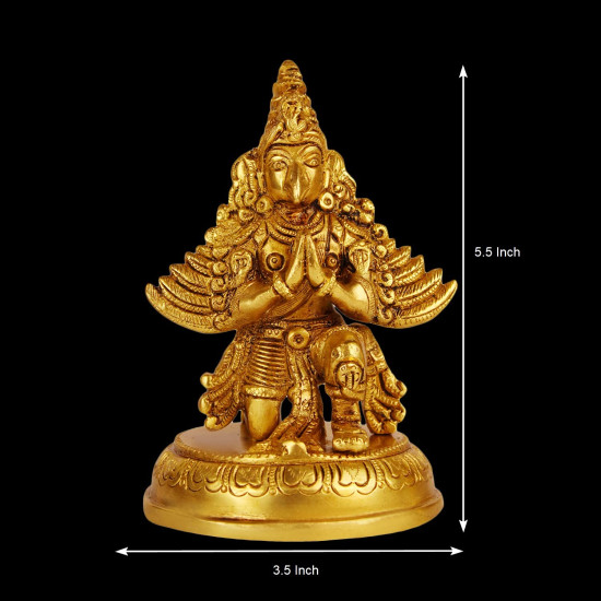 NOVELIKA- Brass Garuda  Eagle for Temple Home Decor Vaastu Feng Shui Vastu Lucky  (Pack of 1)