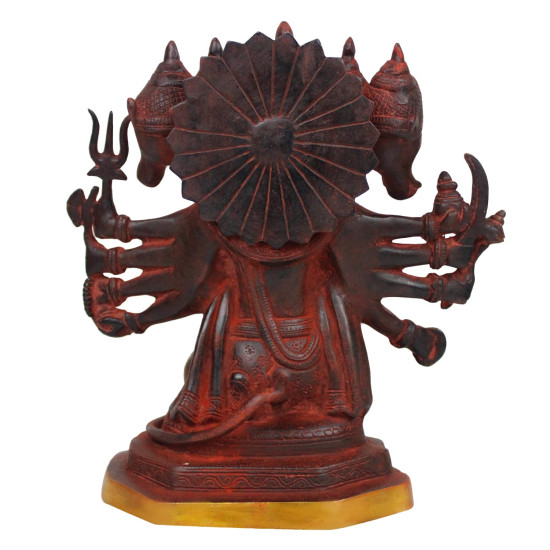 NOVELIKA-Brass Brown Gold Lord Panchmukhi Hanuman Statue (Pack of 1)