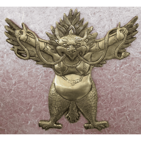 NOVELIKA-Brass Garuda Home Office Entrance Decor Evil Eye Surakasha Vastu Dosh Antique Gold Finish(Pack of 1)