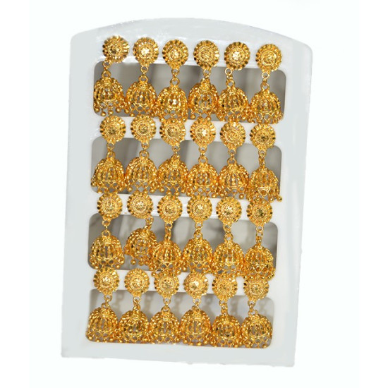 Latest Stylish Traditional Trendy Jhumka – Golden Color Pairs (Pack of 12) | Alloy Jhumka for Women & Girls