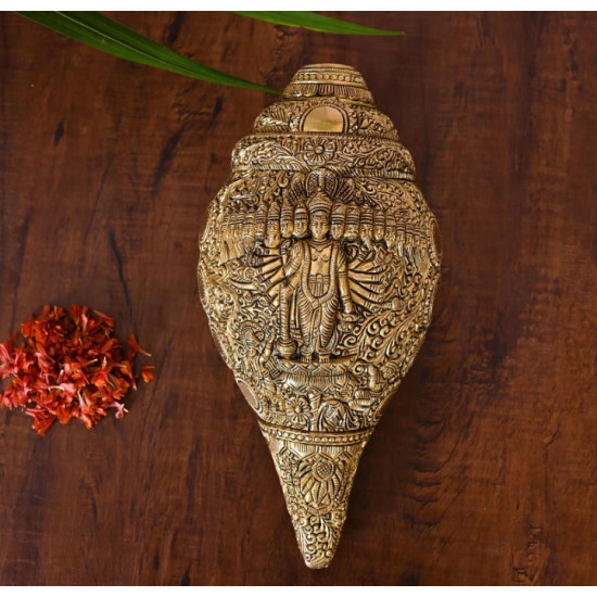 Novelika Brass Elegant Vishnu Virat Shankh Wall Hanging Table Décor Home Decoration Novelika Brass Elegant Vishnu Virat Shankh Wall Hanging Table Décor Home Decoration
