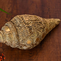 Novelika Brass Elegant Vishnu Virat Shankh Wall Hanging Table Décor Home Decoration Novelika Brass Elegant Vishnu Virat Shankh Wall Hanging Table Décor Home Decoration