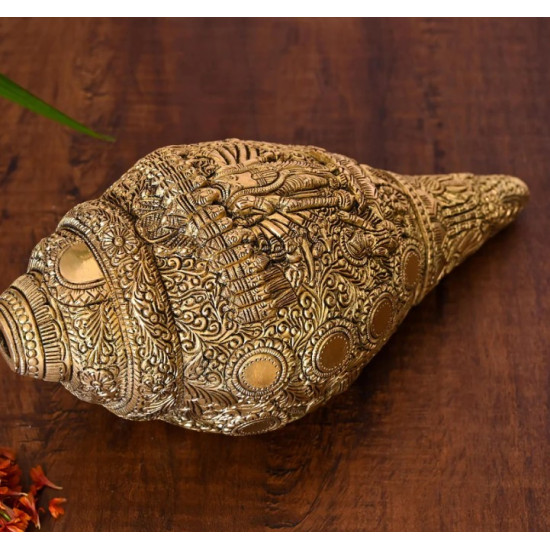Novelika Brass Elegant Vishnu Virat Shankh Wall Hanging Table Décor Home Decoration Novelika Brass Elegant Vishnu Virat Shankh Wall Hanging Table Décor Home Decoration
