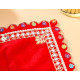 Novelika-Red Velvet Pooja Aasan with Intricate Mirror Work(NA616)