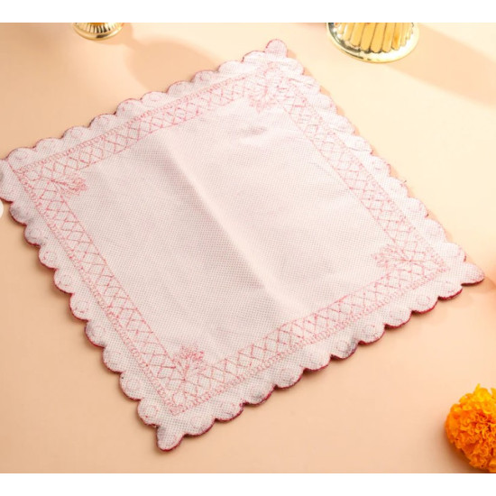 Novelika-Red Velvet Pooja Aasan with Intricate Mirror Work(NA616)