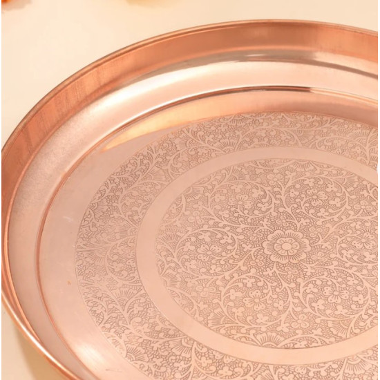 Novelika- Copper Thali with an Etched Design(NA629)