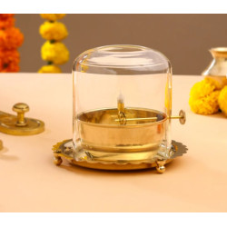Novelika - Brass Akhand Diya with a Glass Cover (NA580)