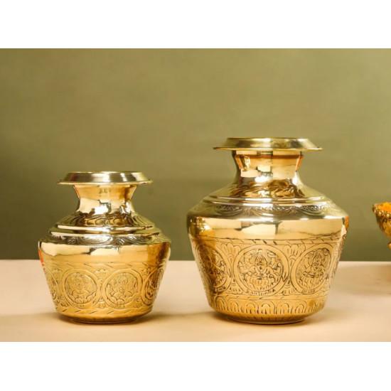 Novelika- Brass Ashtalakshmi Kalash or Kudam (NA582)