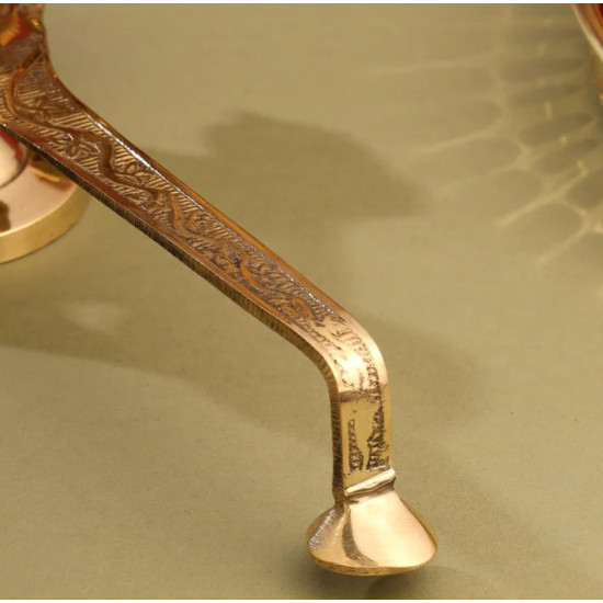Novelika - Brass Traditional Panch Aarti Diya (Lamp) with a Handle(NA587)
